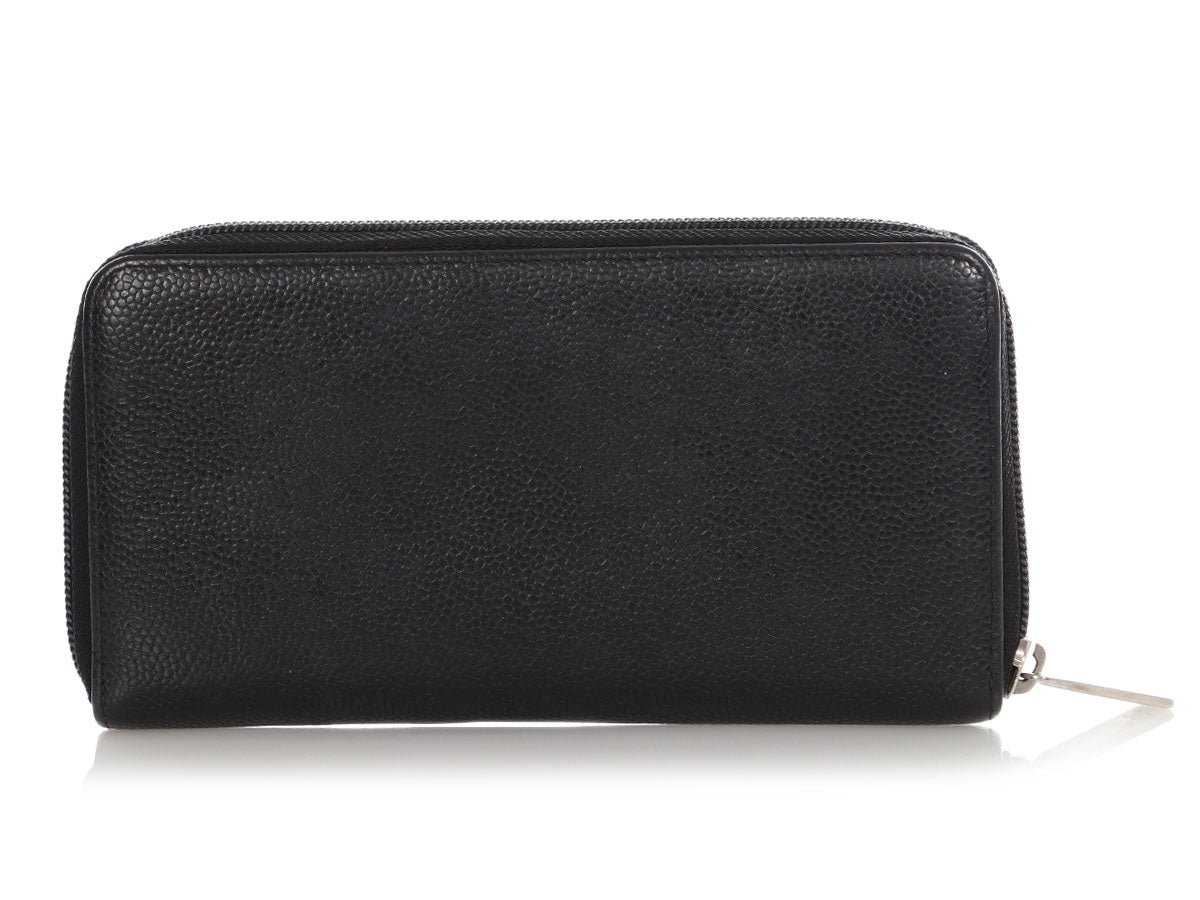 Chanel Black Caviar Long Zippered Wallet