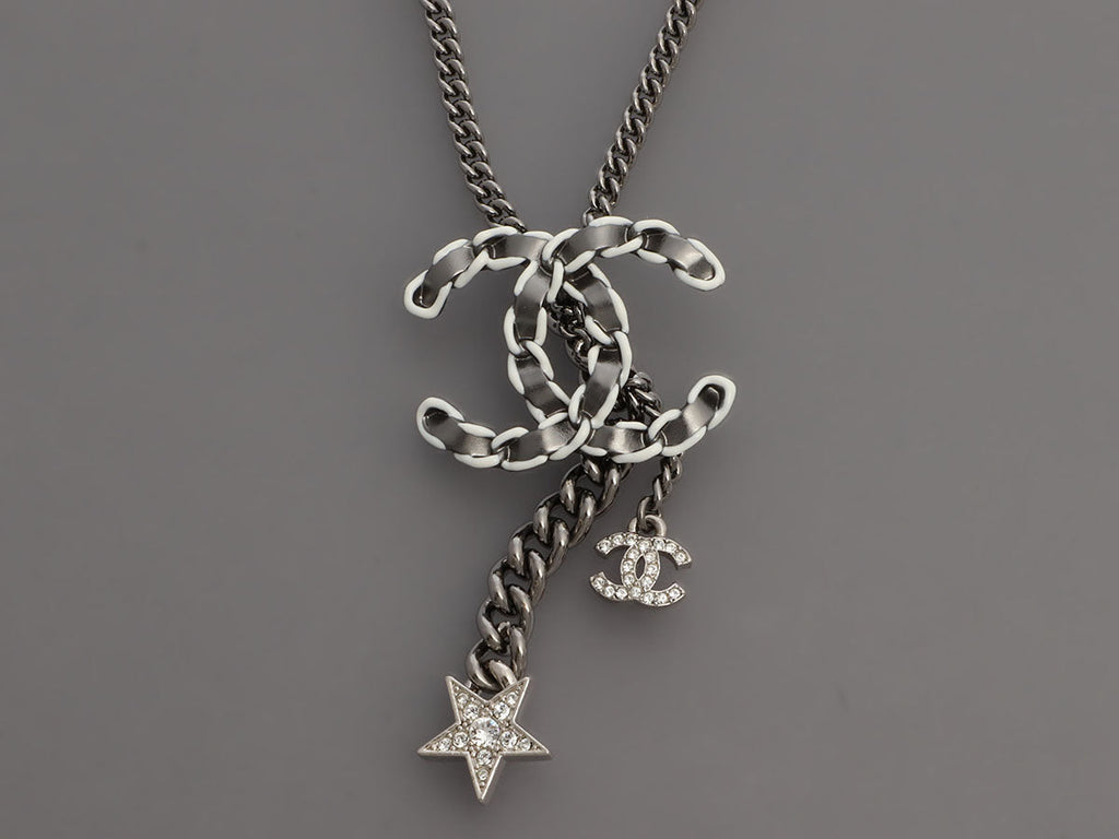 Chanel Logo Necklace & Pierced Earrings Set