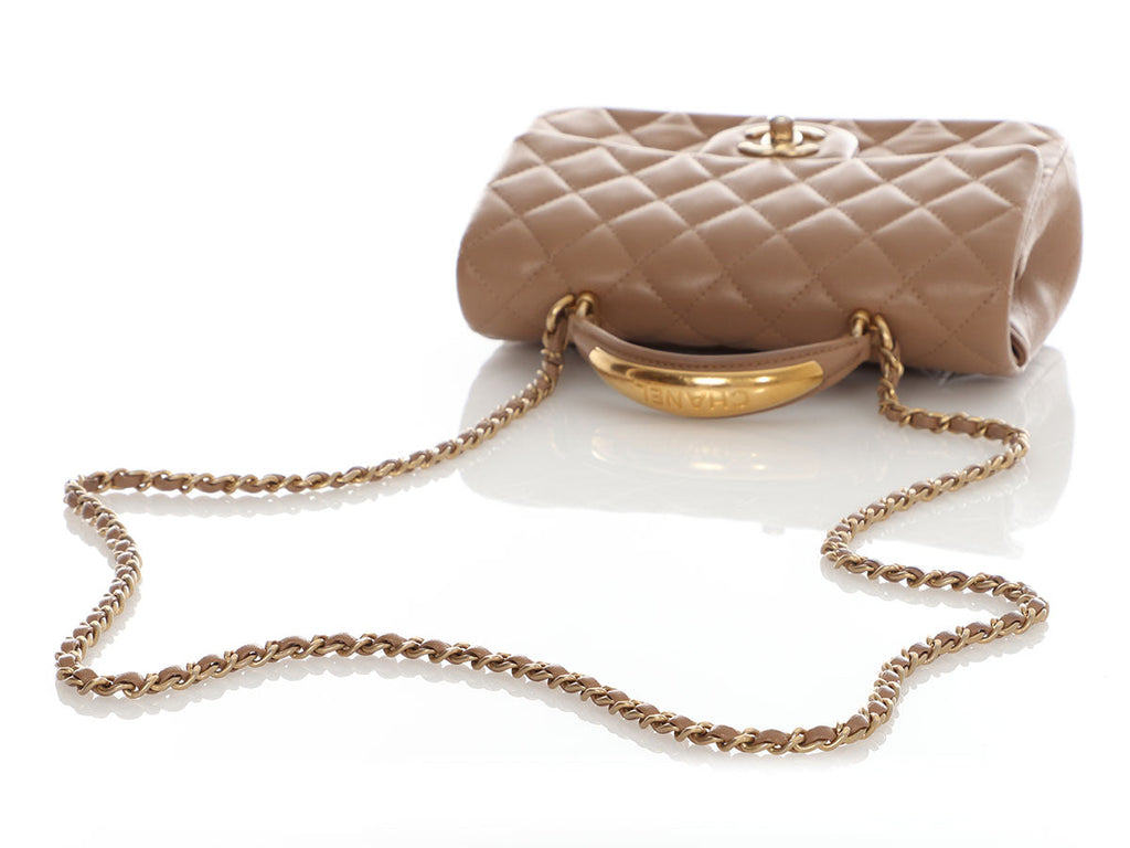 Chanel Mini Beige Quilted Lambskin Top Handle