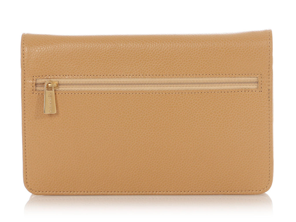 Chanel Beige Caviar and Lambskin Timeless Wallet On Chain