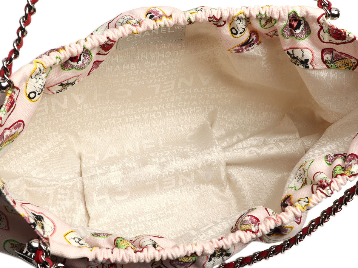 Chanel Small Pink Canvas Coco Heart Motif Hobo