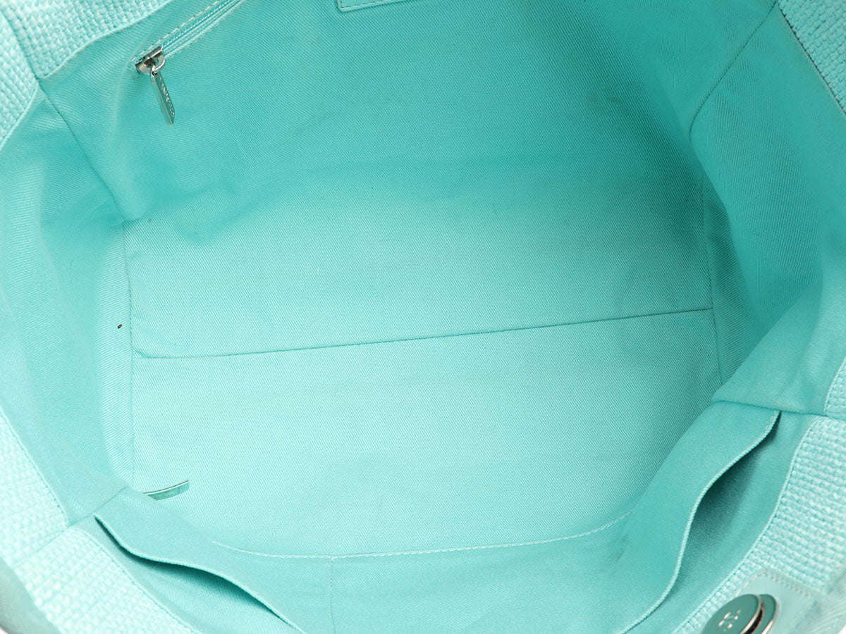 Chanel Small Turquoise Raffia Deauville Tote