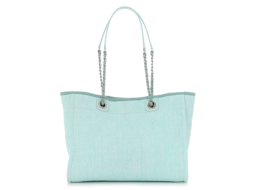 Chanel Small Turquoise Raffia Deauville Tote
