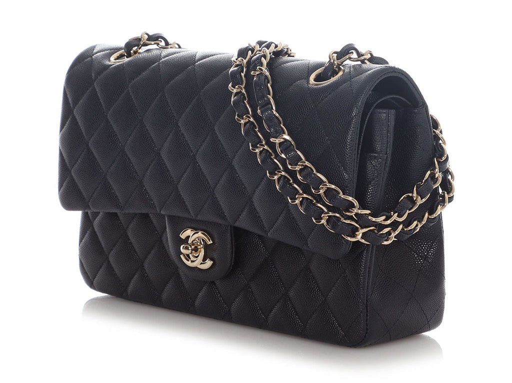 Chanel Medium/Large Navy Quilted Caviar Classic Double Flap