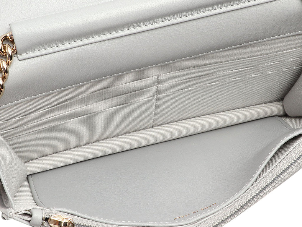 Chanel Gray Quilted Lambskin Boy Wallet on Chain WOC