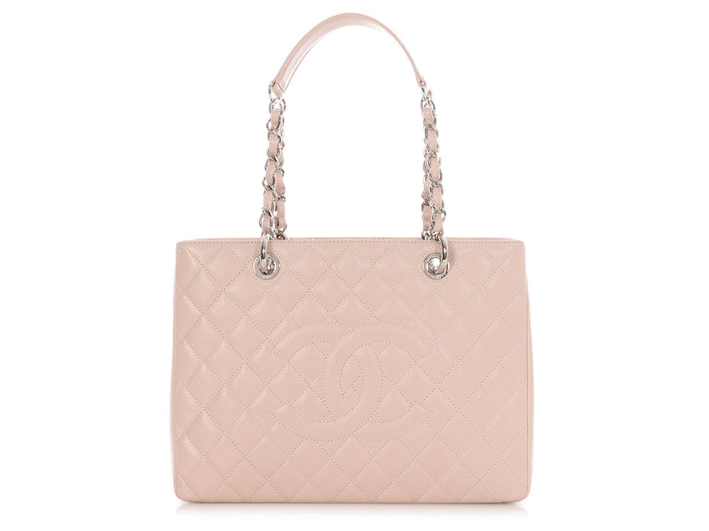 Chanel Light Pink Quilted Caviar Grand Shopping Tote GST