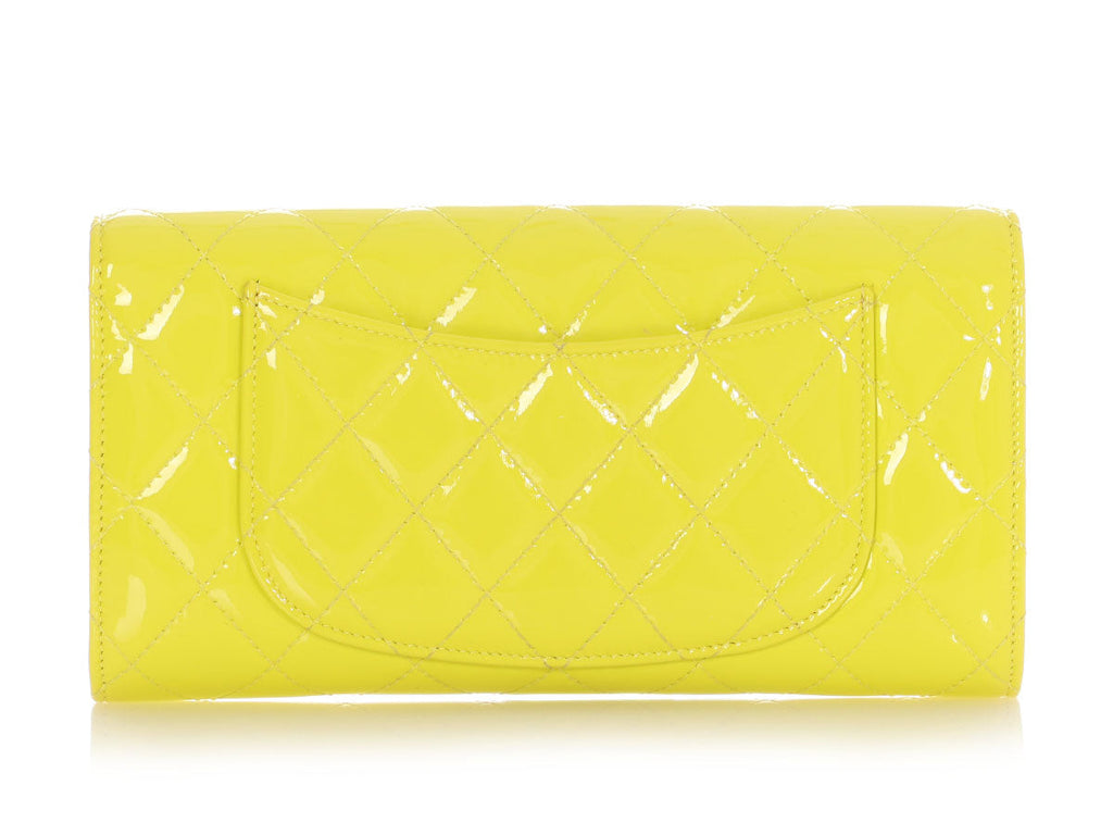 Chanel Yellow Quilted Patent Travel Wallet