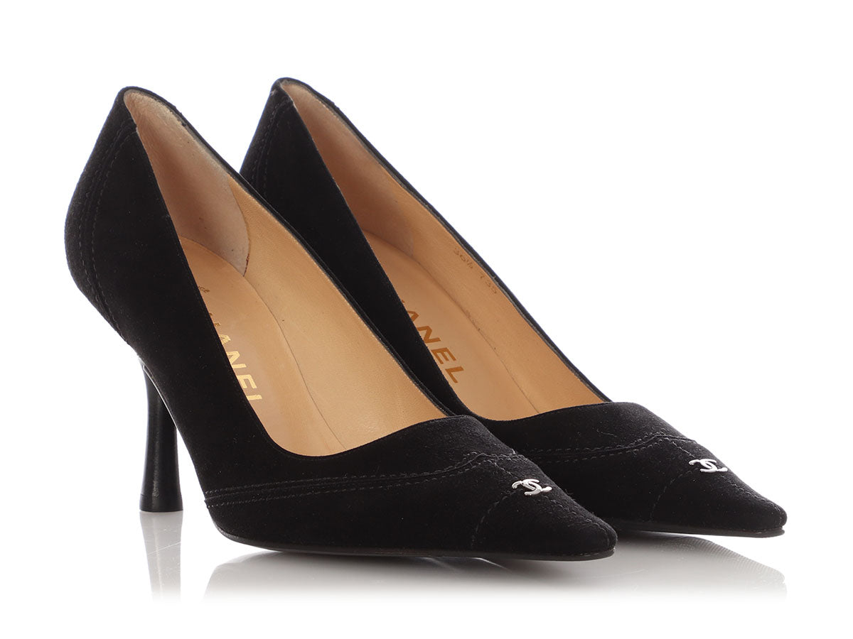 Chanel Black Suede Pumps