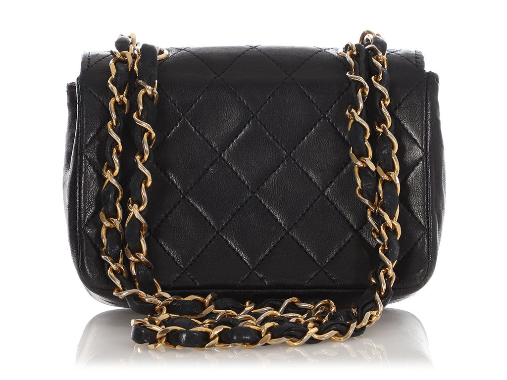 Chanel Vintage Extra Mini Black Quilted Lambskin Flap