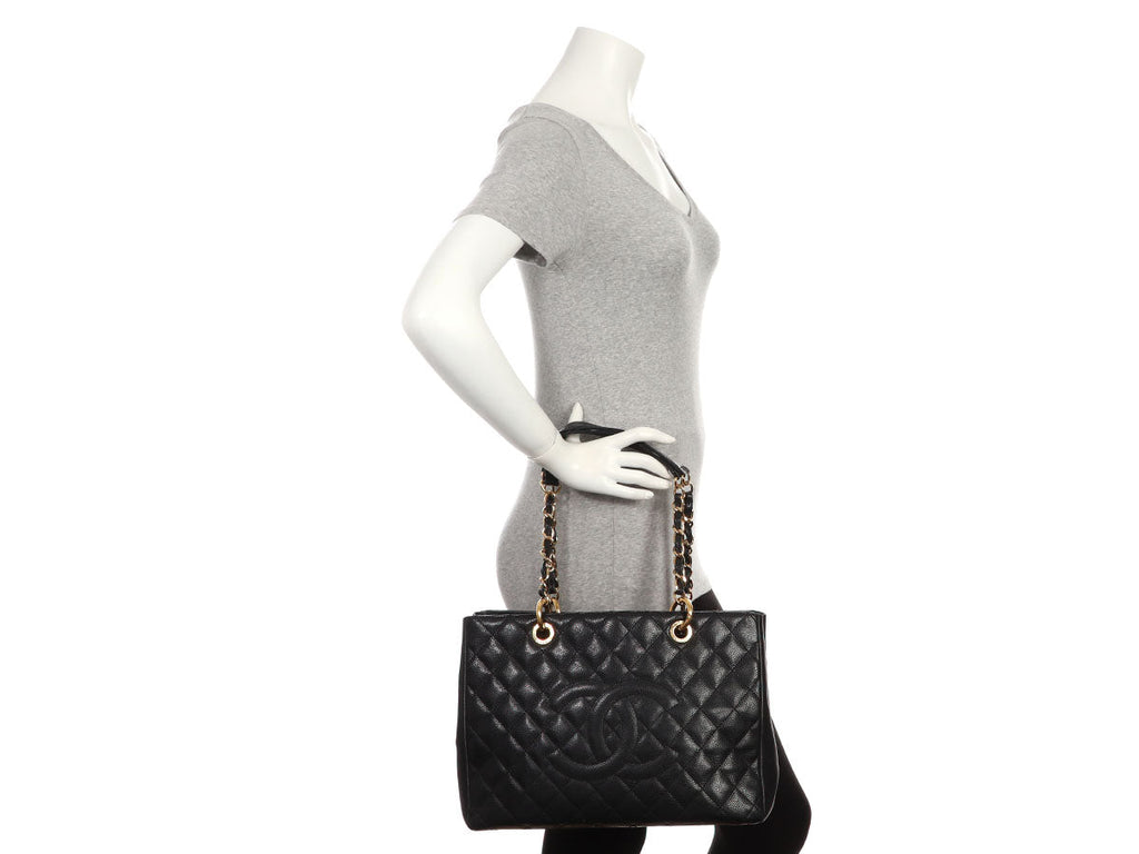 Chanel Black Quilted Caviar Grand Shopping Tote GST