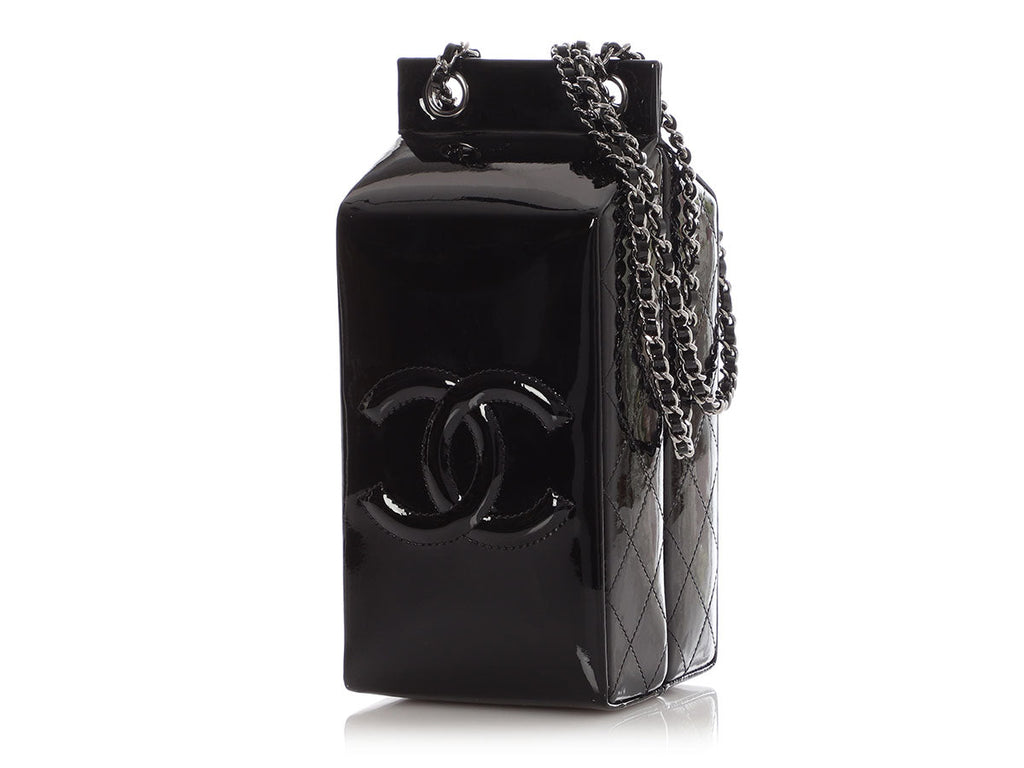 Chanel Black Patent Milk Carton Bag