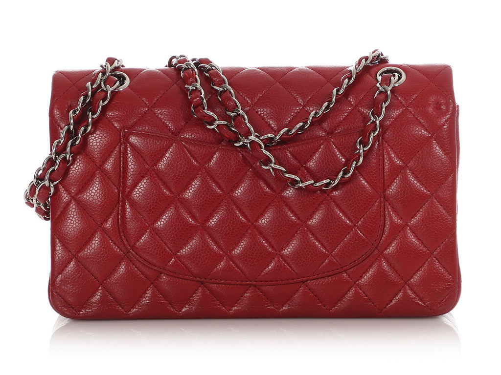 Chanel Medium/Large Red Quilted Caviar Classic Double Flap