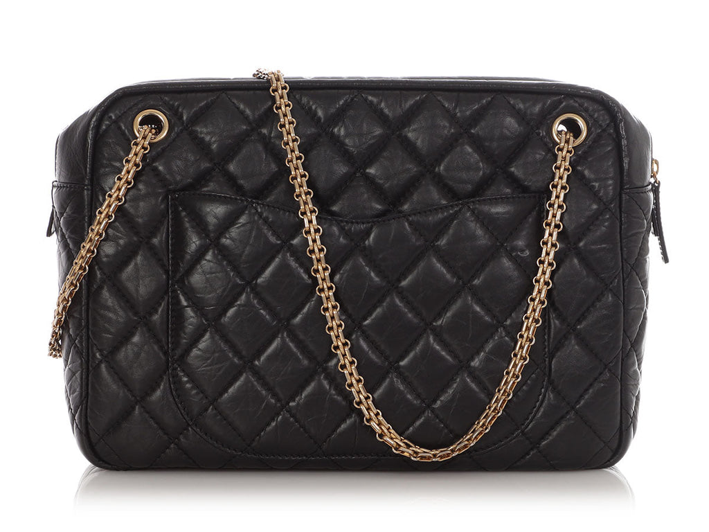 Chanel Large Black Quilted Aged Calfskin Reissue Camera Bag
