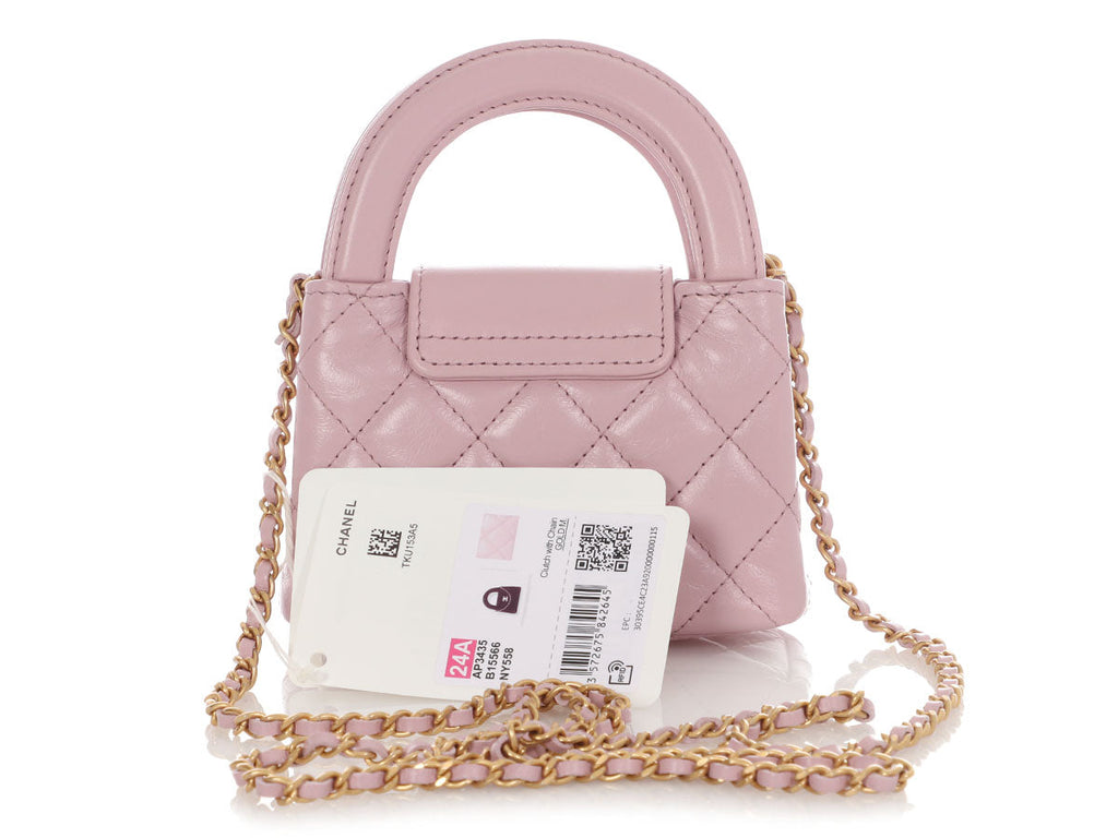 Chanel Pink Quilted Calfskin Nano Kelly Shopper