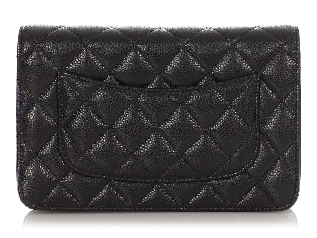 Chanel Black Quilted Caviar Wallet On Chain WOC