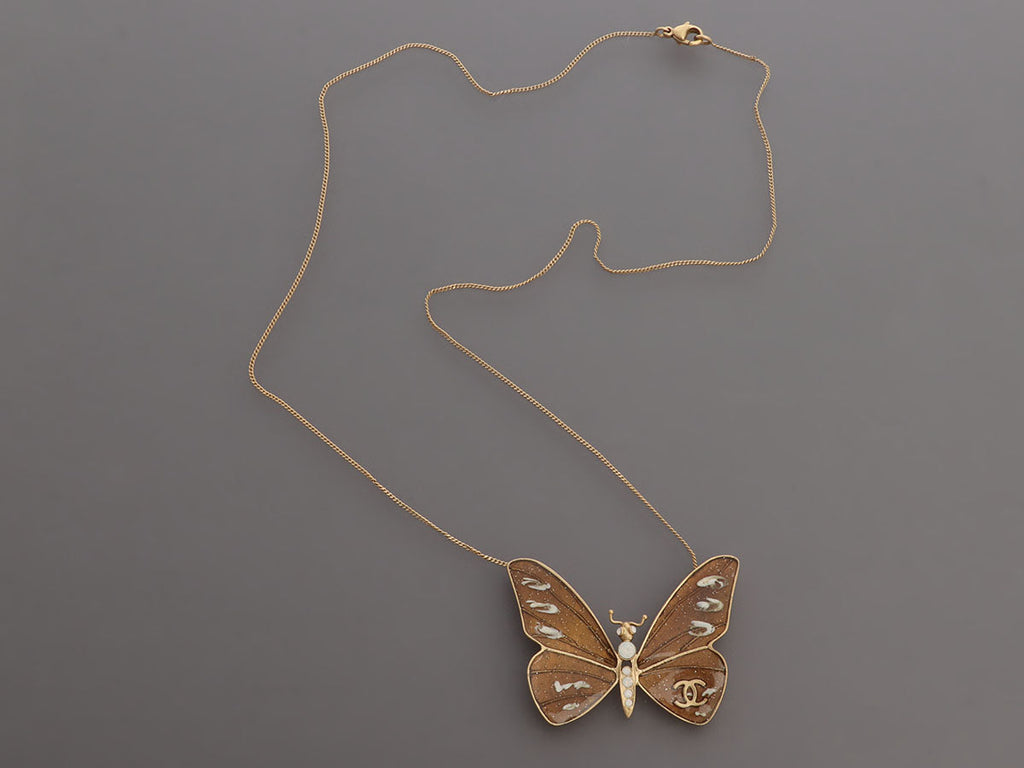 Chanel Mauve Butterfly Pendant Necklace
