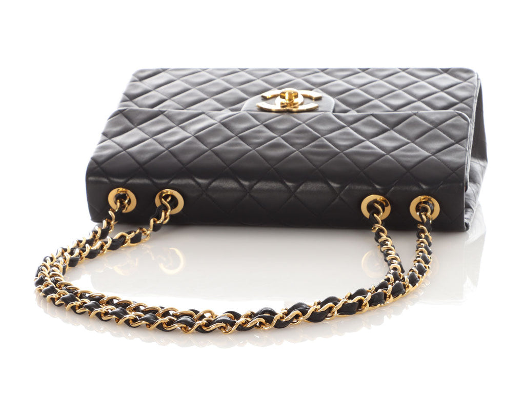 Chanel Vintage XL Jumbo Black Quilted Lambskin Classic Single Flap