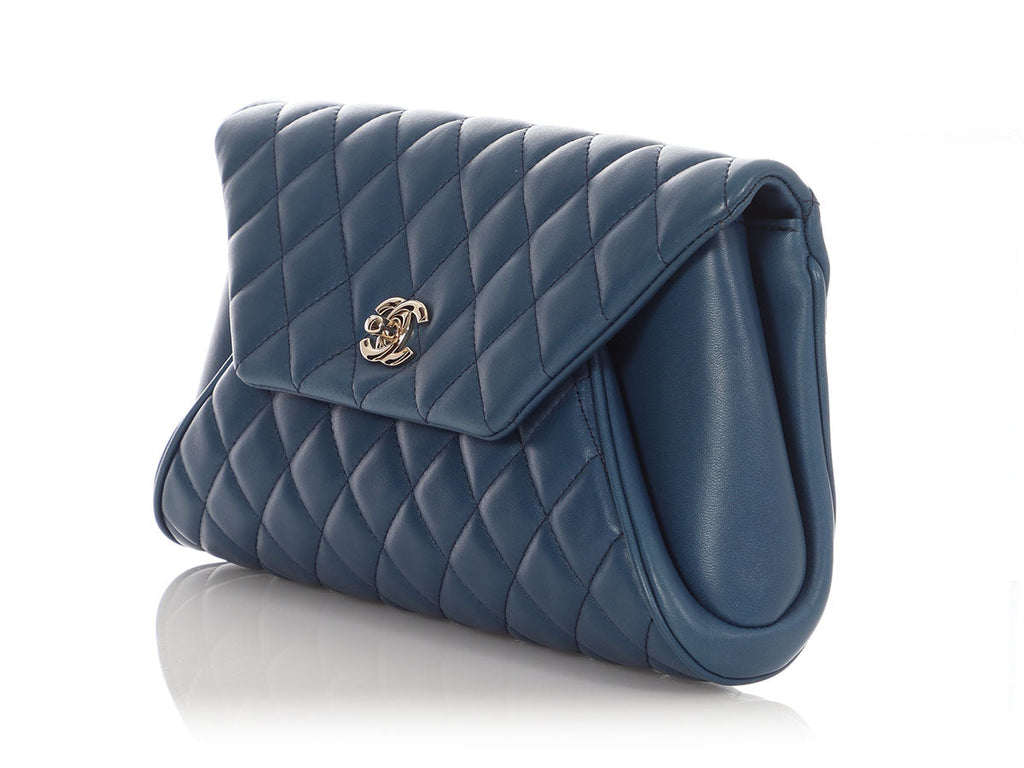 Chanel Blue Quilted Lambskin Fold Up Again Clutch