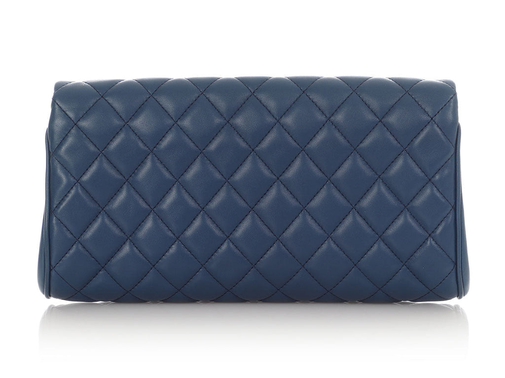 Chanel Blue Quilted Lambskin Fold Up Again Clutch