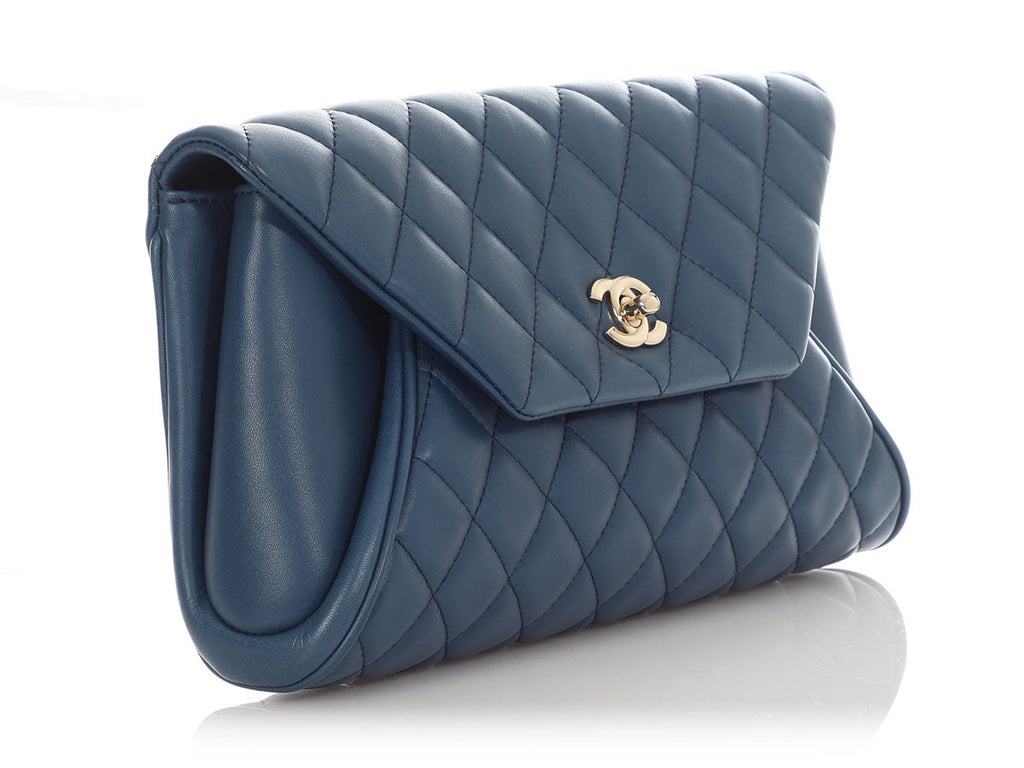 Chanel Blue Quilted Lambskin Fold Up Again Clutch