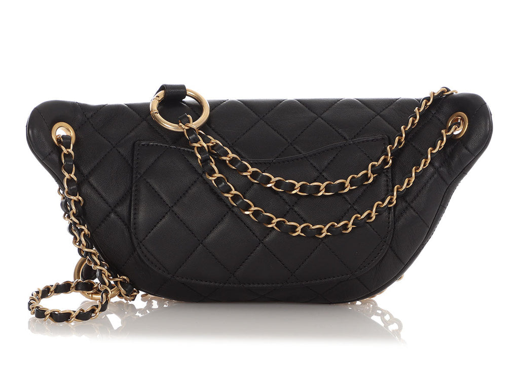 Chanel Black Quilted Lambskin Paris-New York All About Chains Bumbag