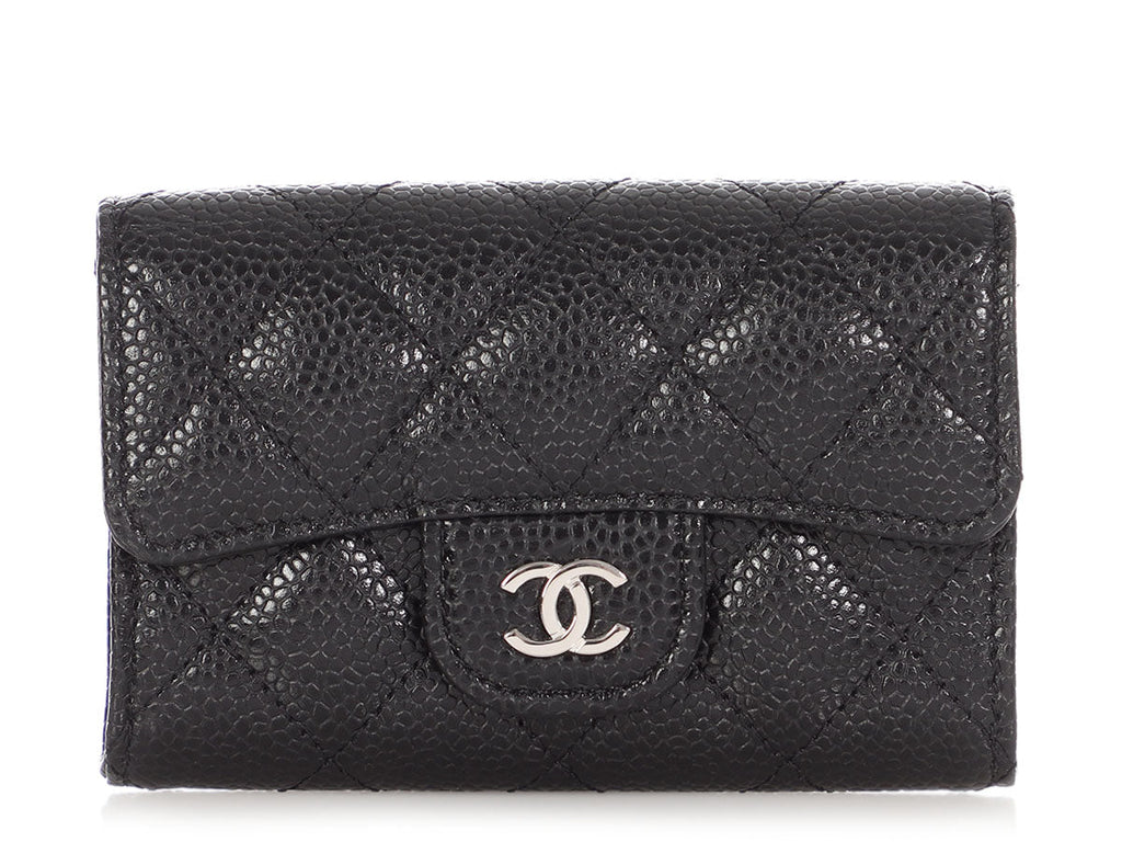 Chanel Black Quilted Caviar Classic  Holder
