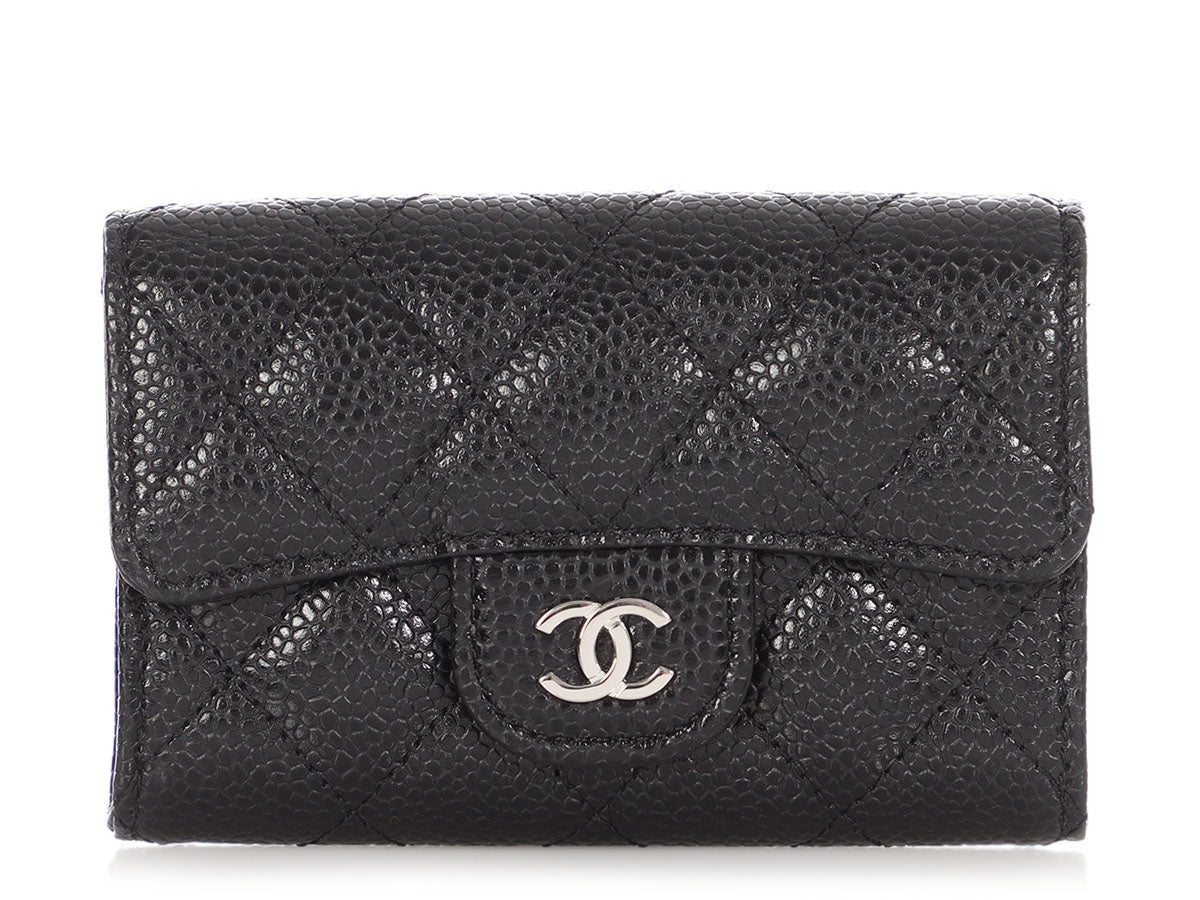 Chanel Black Quilted Caviar Classic  Holder