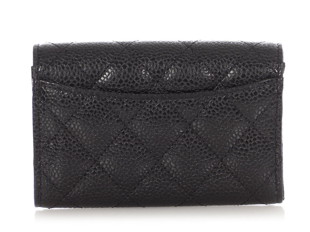 Chanel Black Quilted Caviar Classic  Holder
