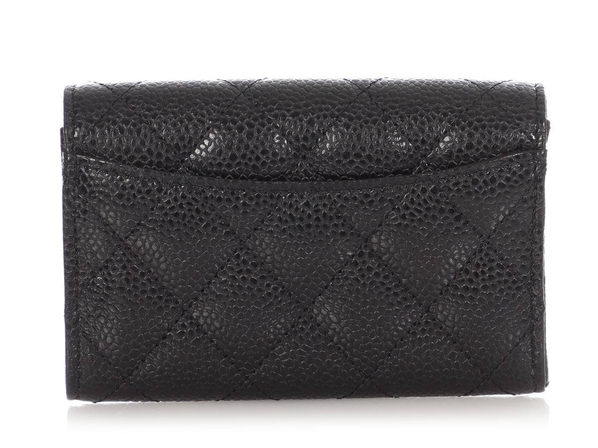 Chanel Black Quilted Caviar Classic  Holder
