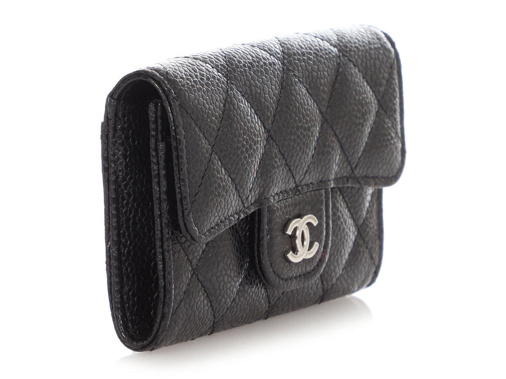 Chanel Black Quilted Caviar Classic  Holder