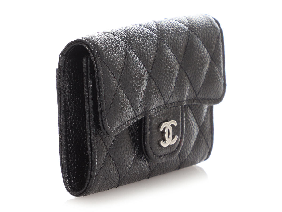 Chanel Black Quilted Caviar Classic  Holder