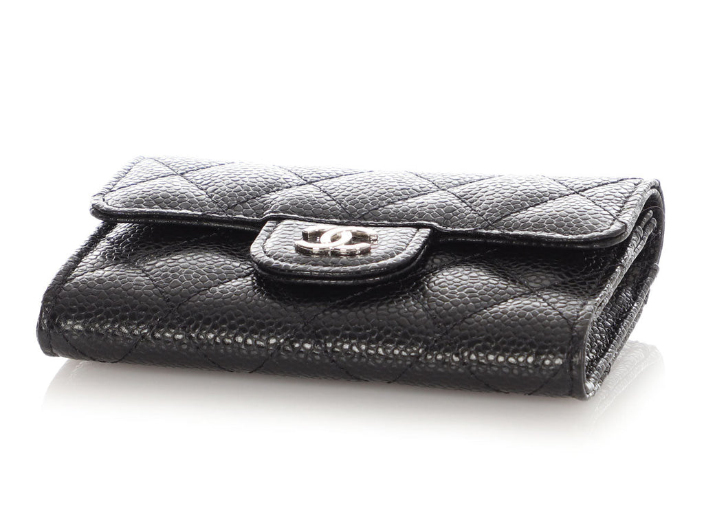 Chanel Black Quilted Caviar Classic  Holder