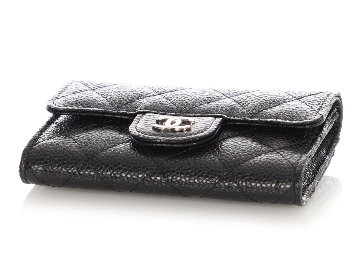 Chanel Black Quilted Caviar Classic  Holder