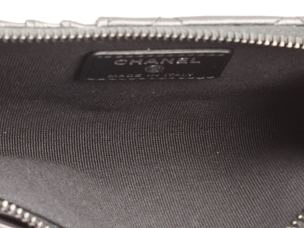 Chanel Black Quilted Lambskin Zip Around  Holder