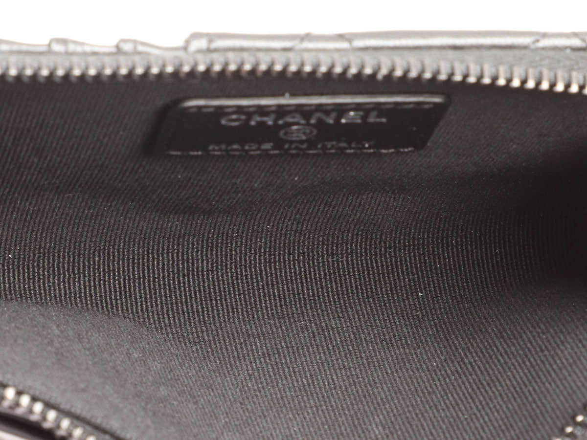 Chanel Black Quilted Lambskin Zip Around  Holder