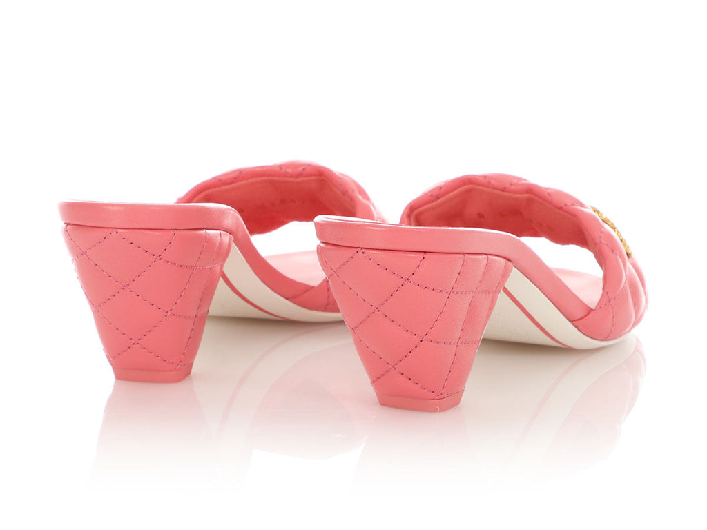 Chanel Pink Slide Sandals