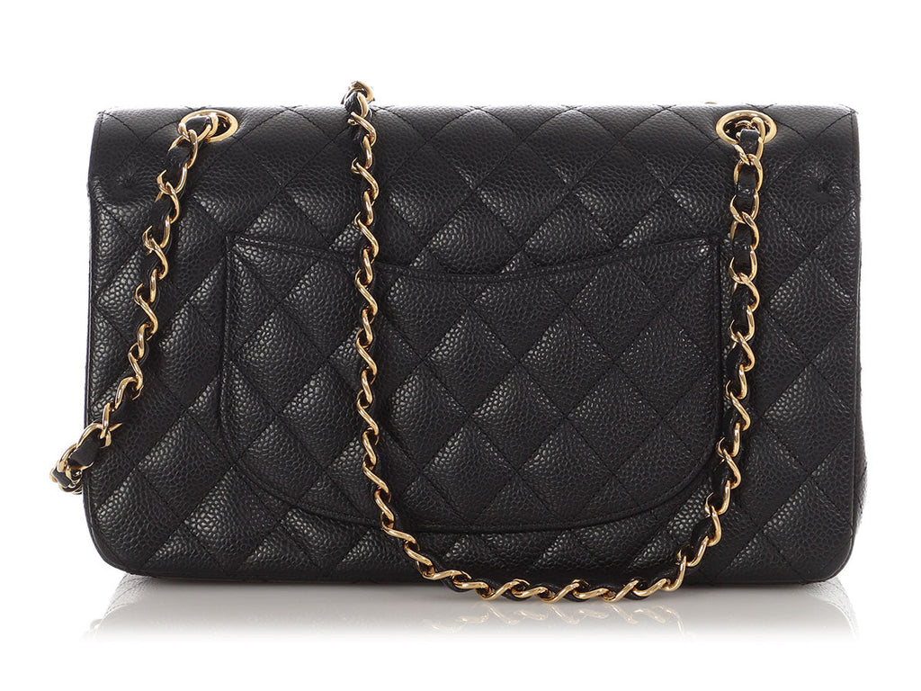 Chanel Medium/Large Black Quilted Caviar Classic Double Flap