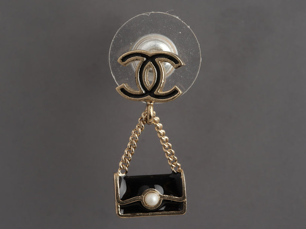 Chanel Tiny Handbag Drop Pierced Earrings