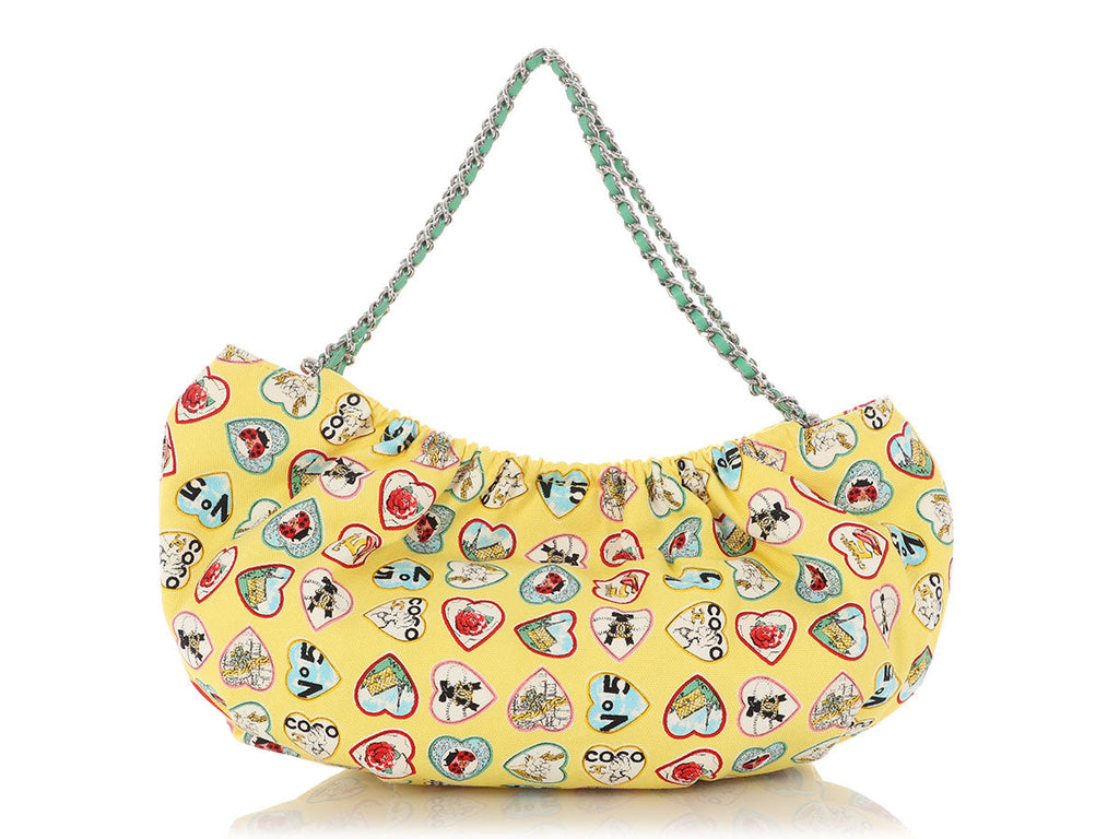 Chanel Yellow Canvas Coco Hearts Bag