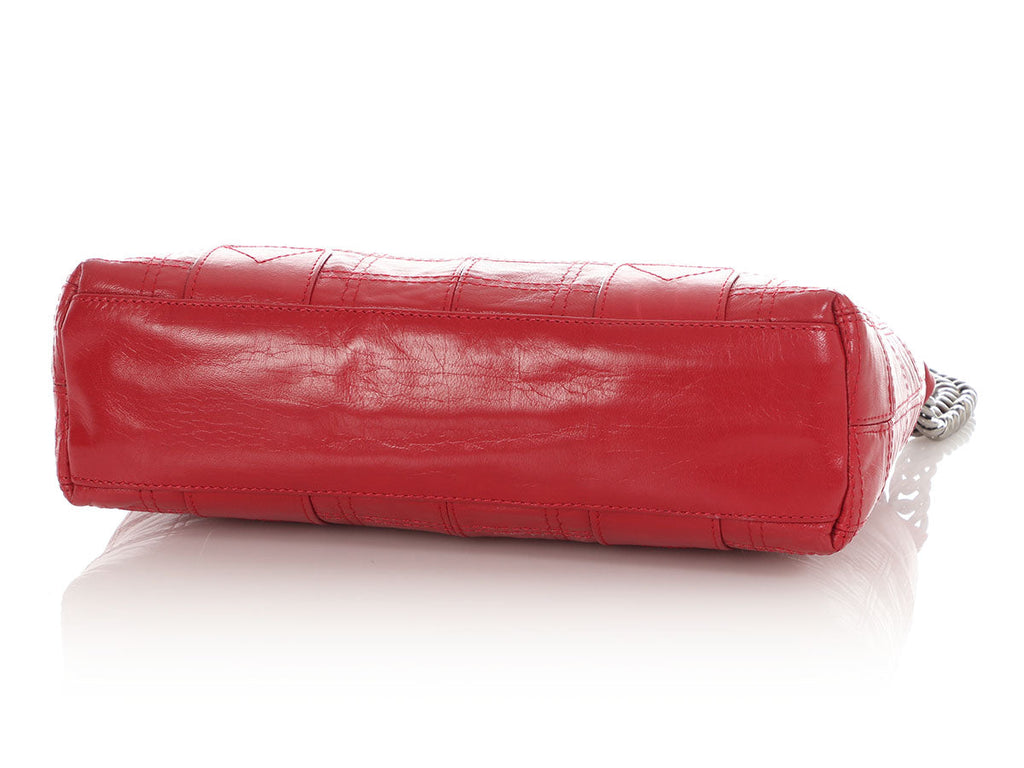 Chanel Red Square-Stitched Lambskin LAX Shoulder Bag