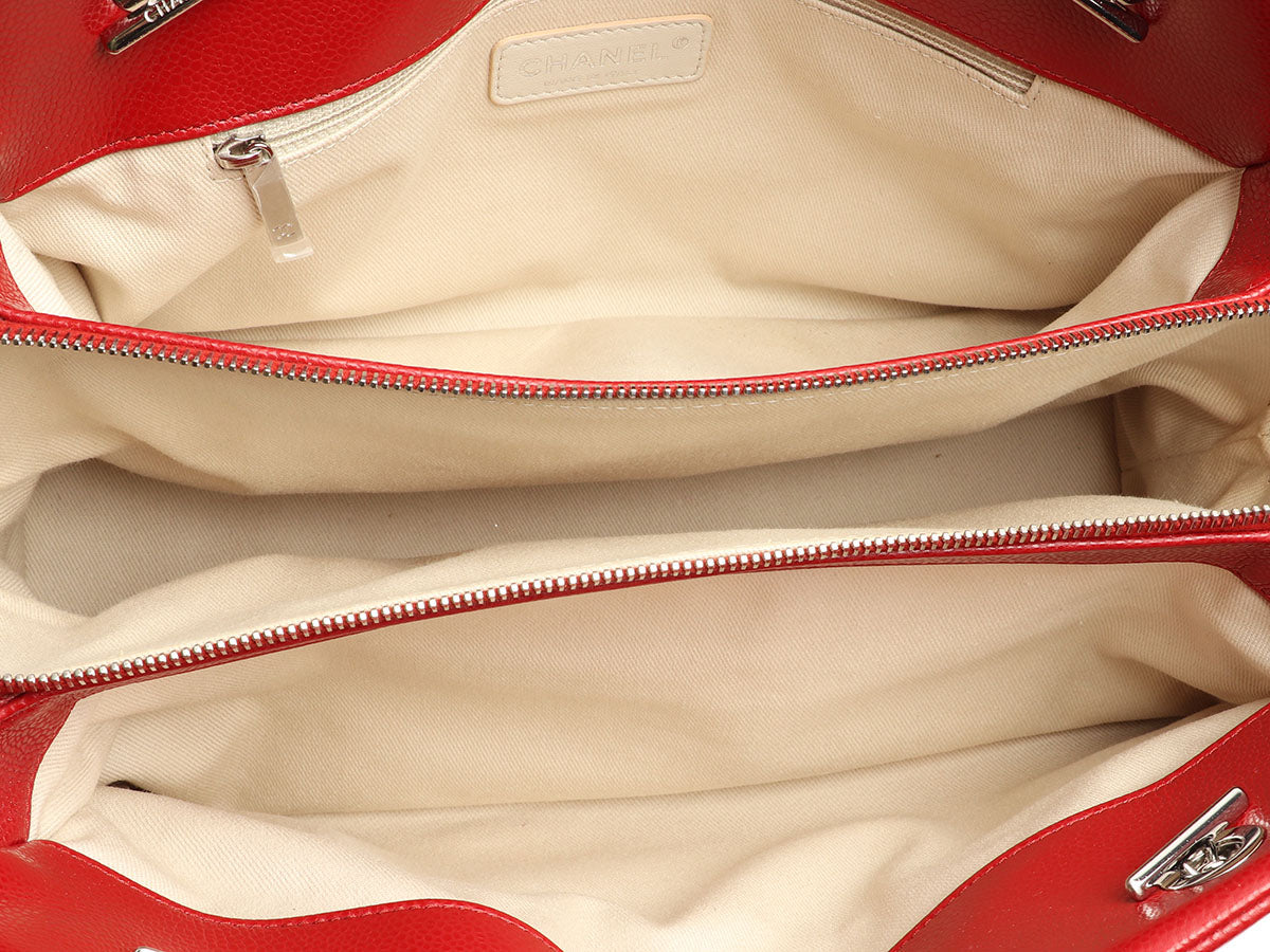Chanel Red Quilted Caviar Timeless CC Soft Tote