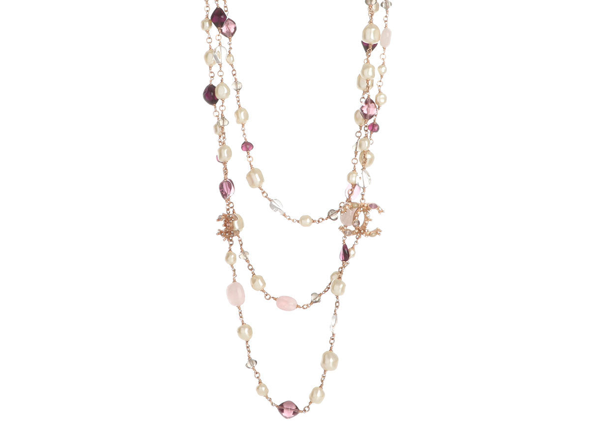 Chanel Layered Long Logo Necklace