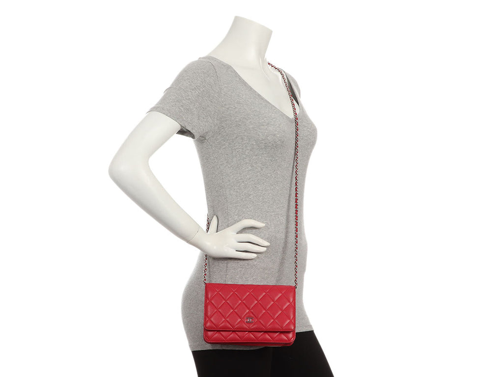 Chanel Raspberry Lambskin Wallet on Chain WOC