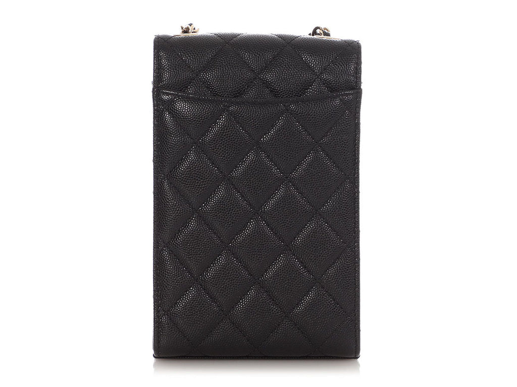 Chanel Black Quilted Caviar Classic Crossbody Phone Case