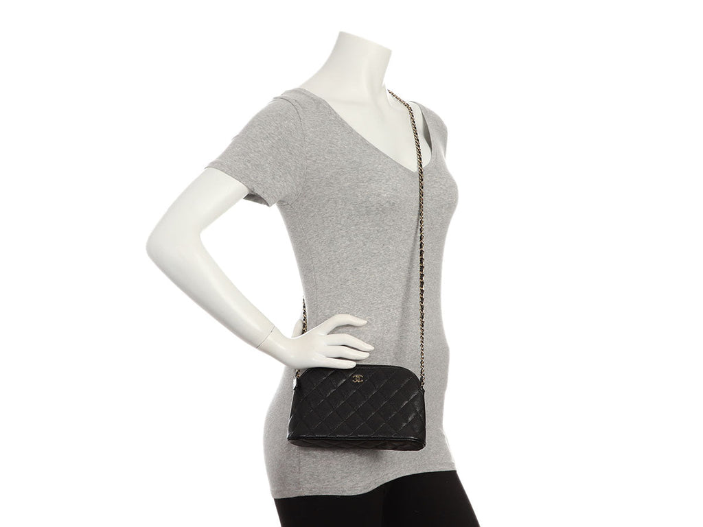 Chanel Small Black Quilted Caviar Crossbody Pouch