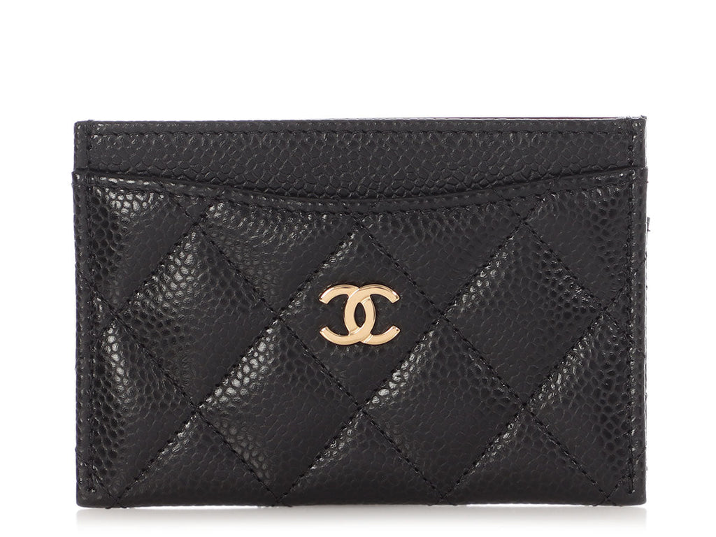 Chanel Black Quilted Caviar Classic  Case