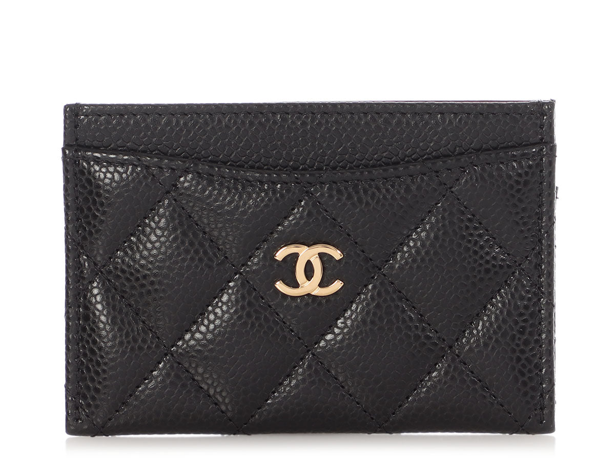 Chanel Black Quilted Caviar Classic  Case