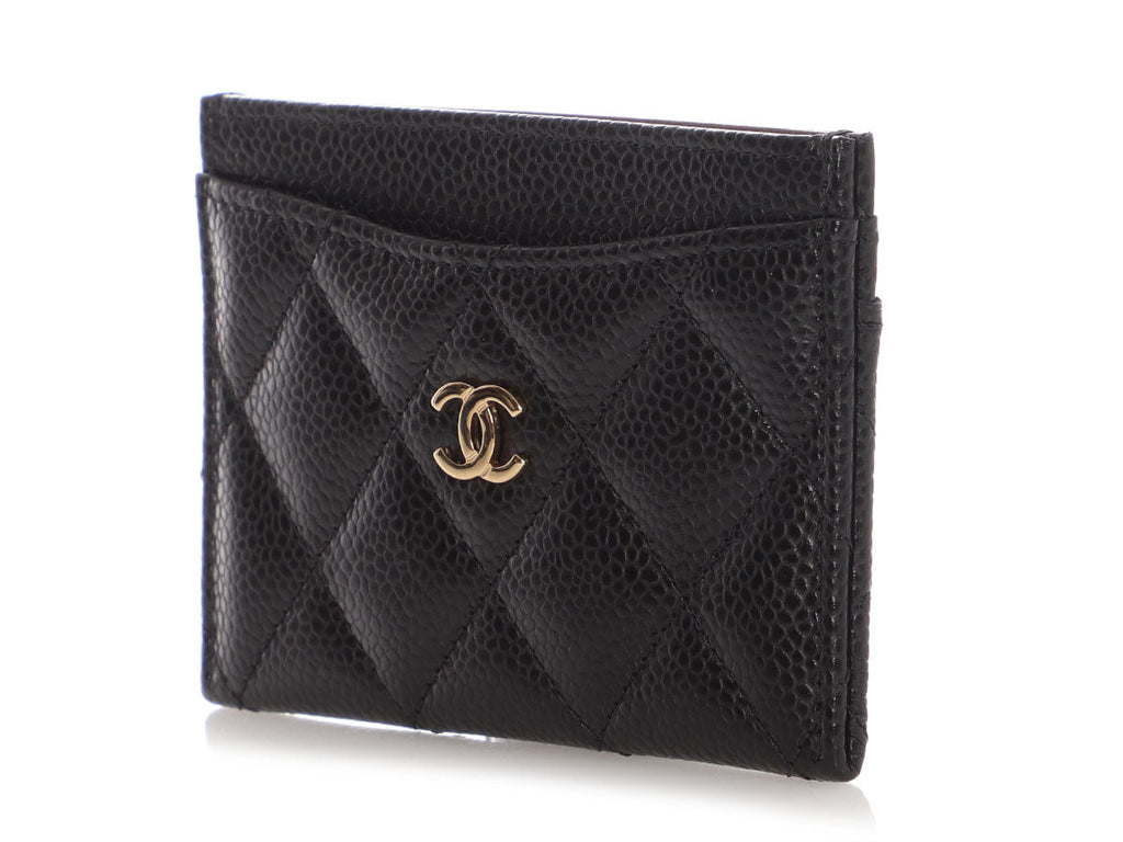 Chanel Black Quilted Caviar Classic  Case