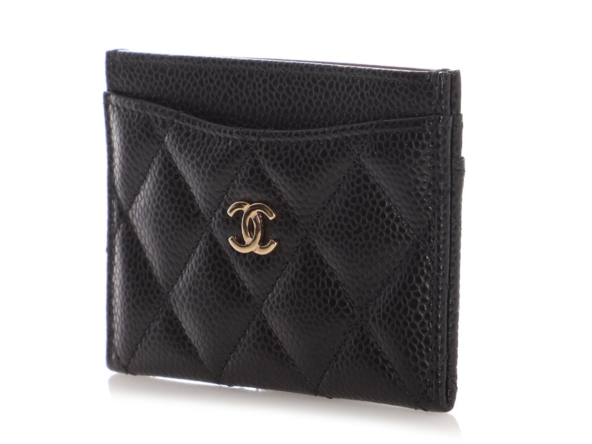 Chanel Black Quilted Caviar Classic  Case