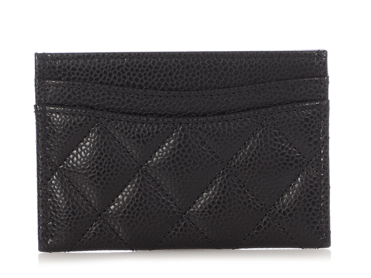 Chanel Black Quilted Caviar Classic  Case